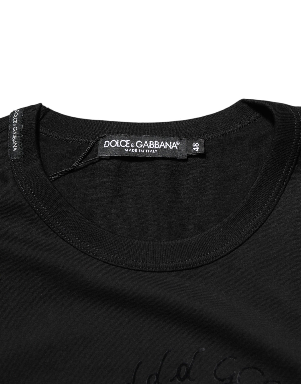 T-shirt homme en velours noir en coton avec imprimé du logo Dolce &amp; Gabbana