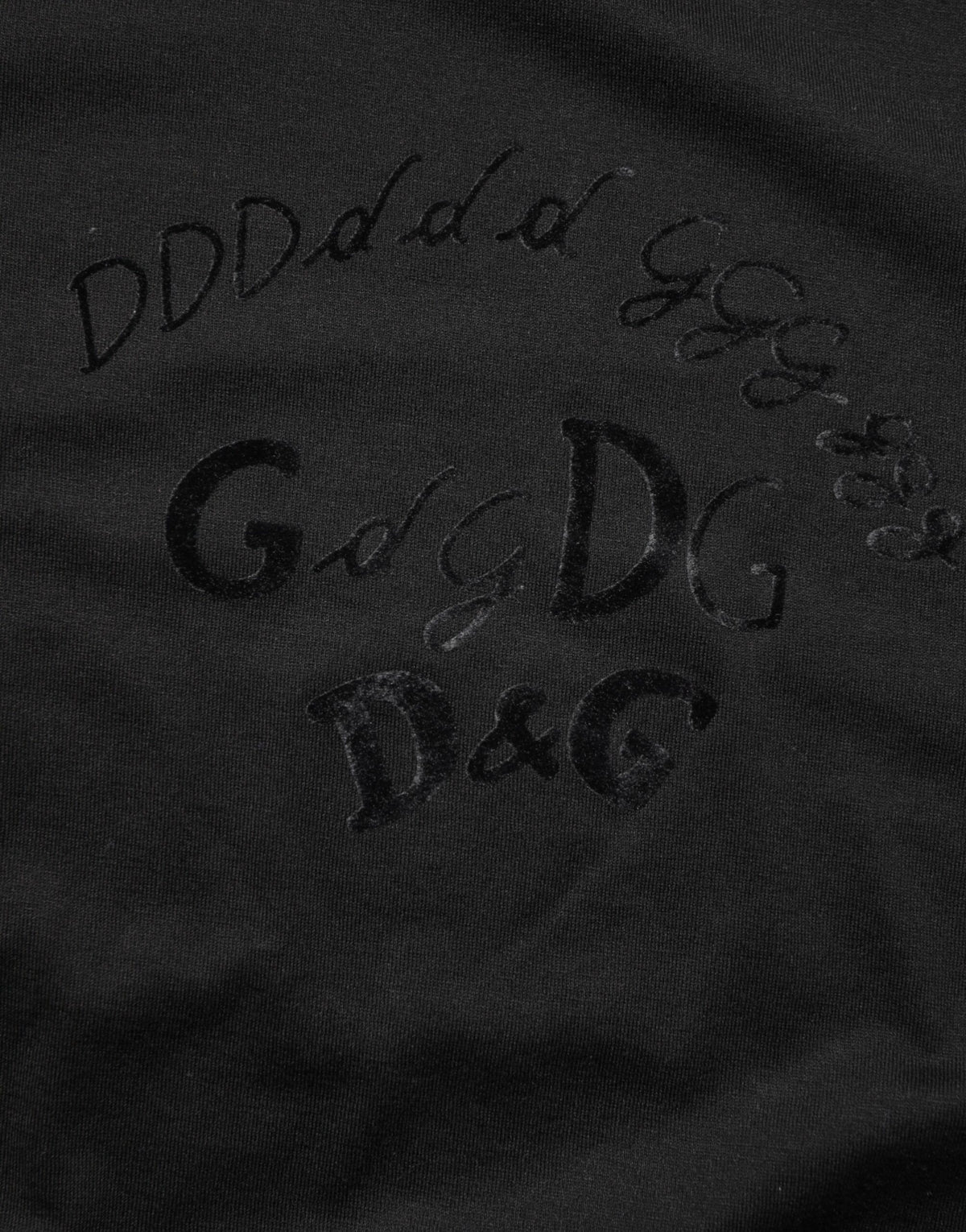 T-shirt homme en velours noir en coton avec imprimé du logo Dolce &amp; Gabbana