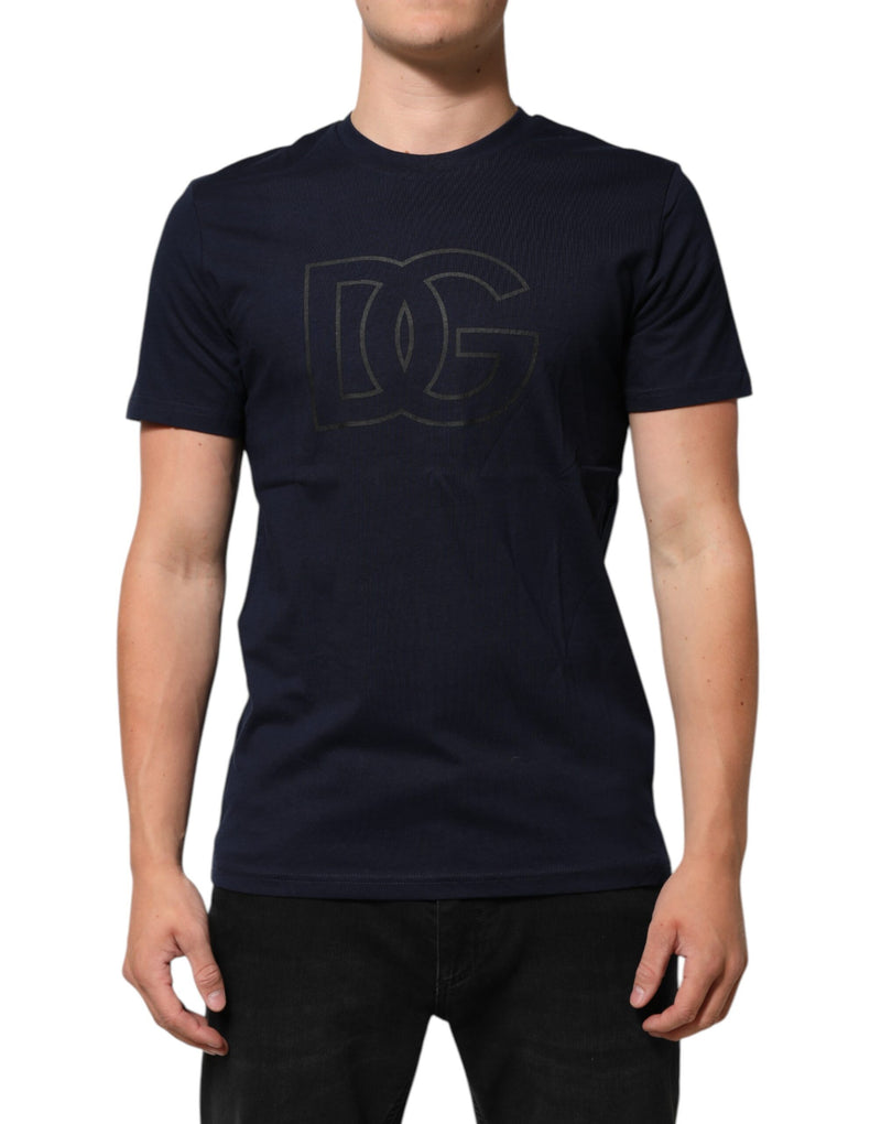 Dolce &amp; Gabbana donkerblauw katoenen DG-logoprint herentop-T-shirt
