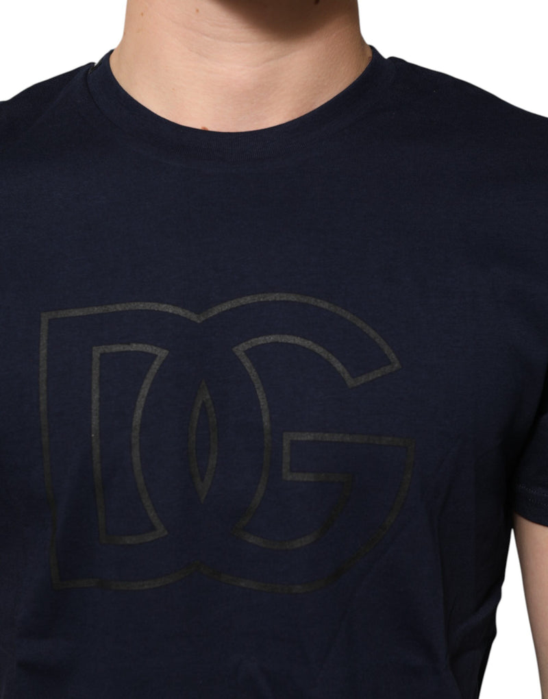Dolce &amp; Gabbana donkerblauw katoenen DG-logoprint herentop-T-shirt