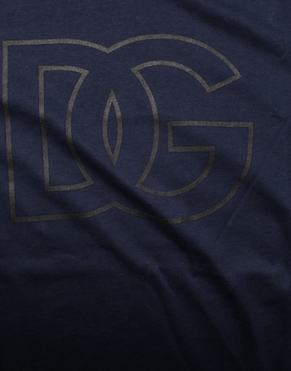 T-shirt homme Dolce &amp; Gabbana en coton bleu foncé avec imprimé du logo DG.