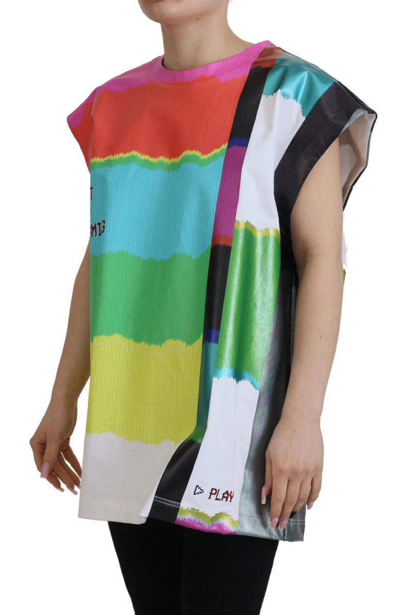Dolce & Gabbana Multicolor Print Cotton Tank Top