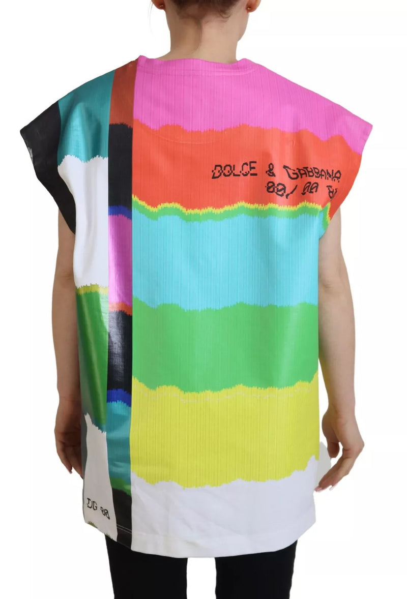 Dolce & Gabbana Multicolor Print Cotton Tank Top T-shirt