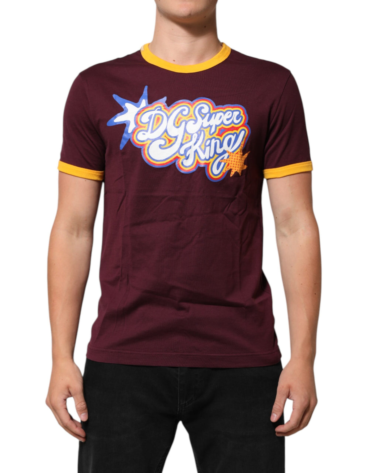 T-shirt en coton bordeaux avec logo DG Super King de Dolce &amp; Gabbana