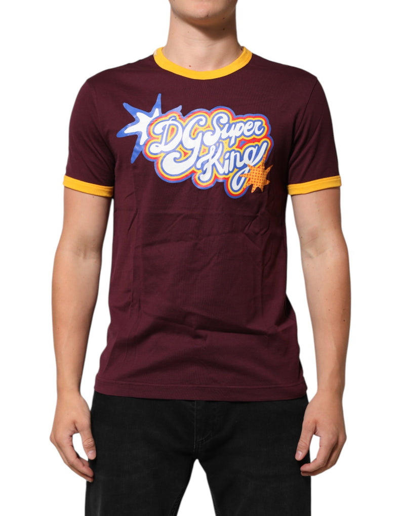 Dolce &amp; Gabbana T-shirt van bordeauxrode katoen met DG Super King logo