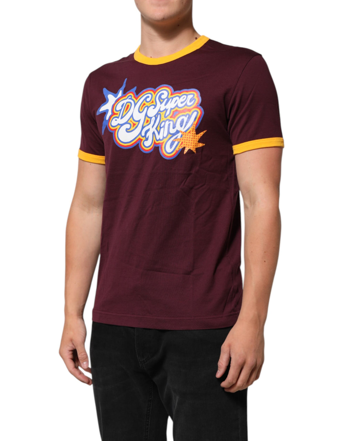 T-shirt en coton bordeaux avec logo DG Super King de Dolce &amp; Gabbana