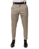 Pantalon slim en coton rayé beige et noir Dolce &amp; Gabbana