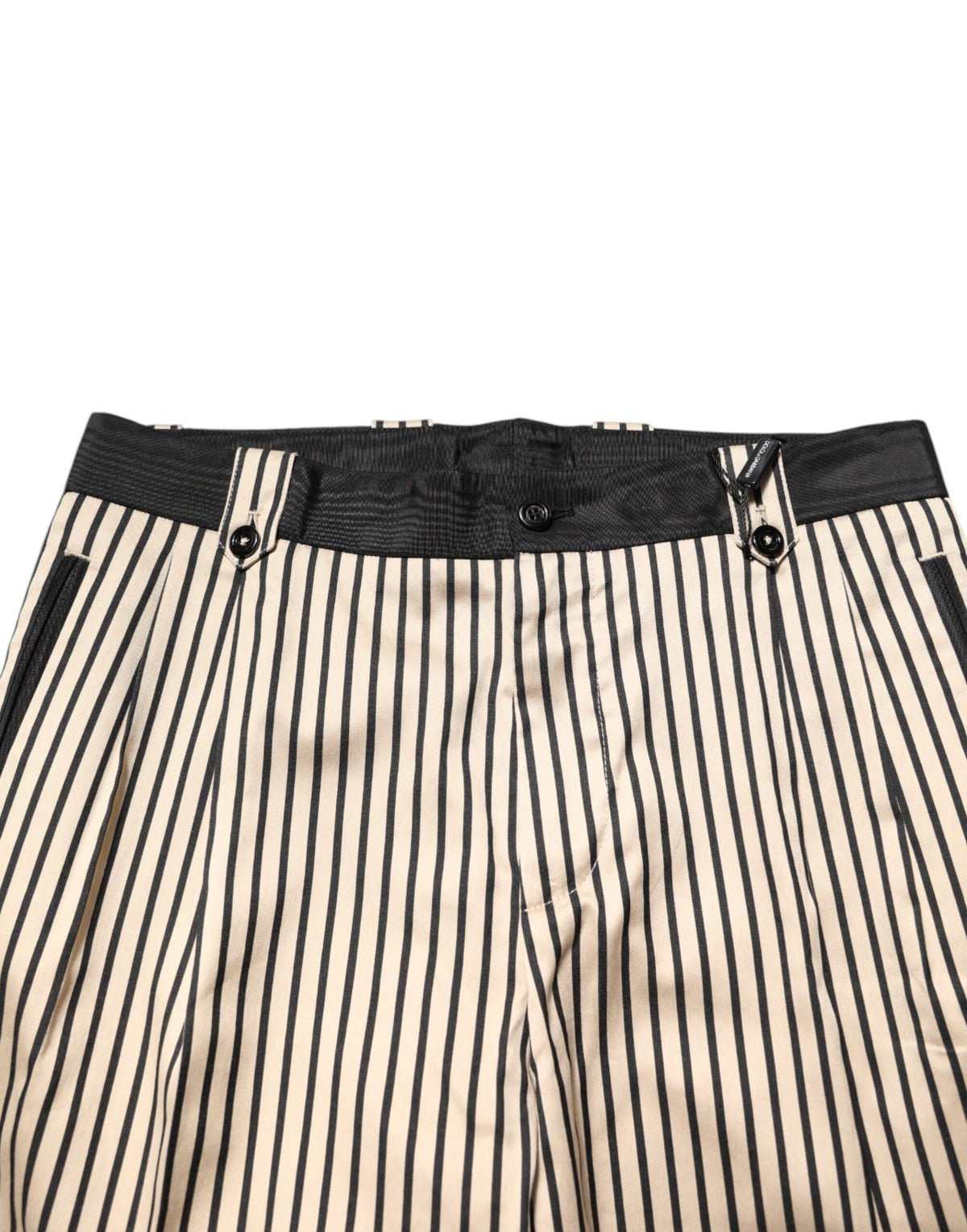 Pantalon slim en coton rayé beige et noir Dolce &amp; Gabbana