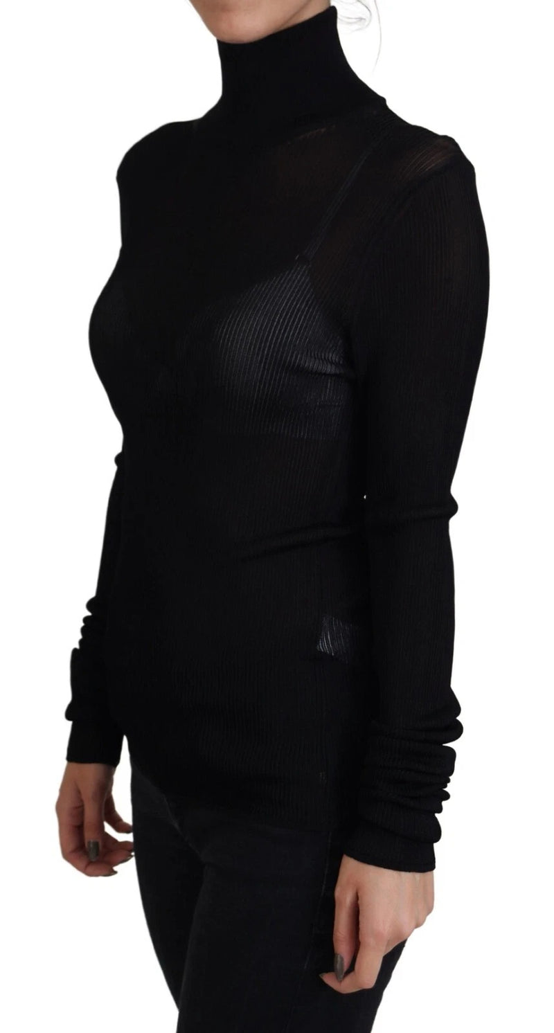 Dolce & Gabbana Black Turtleneck Slim Fit Pullover Sweater