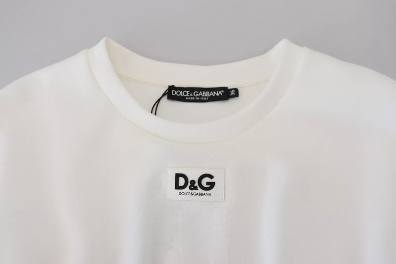 Dolce & Gabbana White Cotton Corset Stretch Top T-shirt
