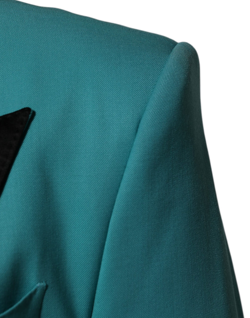 Dolce & Gabbana Sicilia Cyan 3 Piece Wool Silk Blend Suit