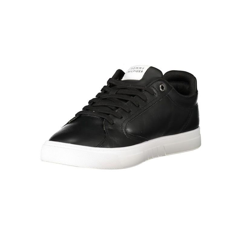 Tommy Hilfiger Black Leather Men Sneaker - Élégance et Confort