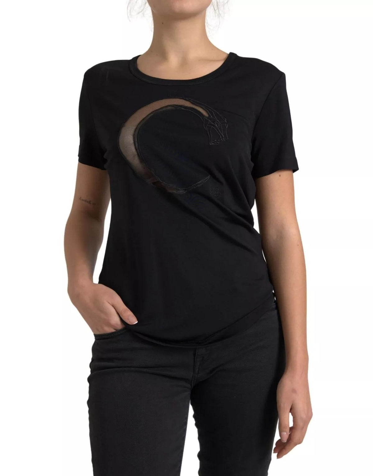 Roberto Cavalli CLASS T-shirt en Viscose Noir