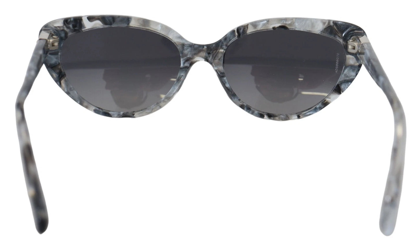 Lunettes de soleil Dolce & Gabbana DG4194, forme œil de chat, en acétate gris, avec plaque logo.