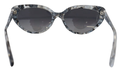 Lunettes de soleil Dolce & Gabbana DG4194, forme œil de chat, en acétate gris, avec plaque logo.