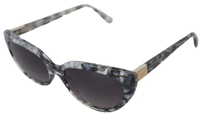 Lunettes de soleil Dolce & Gabbana DG4194, forme œil de chat, en acétate gris, avec plaque logo.