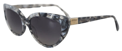 Lunettes de soleil Dolce & Gabbana DG4194, forme œil de chat, en acétate gris, avec plaque logo.