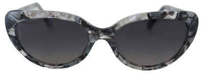 Lunettes de soleil Dolce & Gabbana DG4194, forme œil de chat, en acétate gris, avec plaque logo.