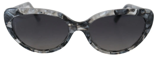 Lunettes de soleil Dolce & Gabbana DG4194, forme œil de chat, en acétate gris, avec plaque logo.
