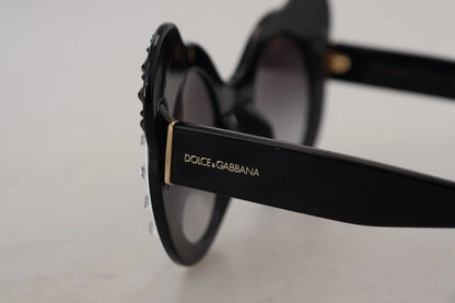 Lunettes de soleil Dolce & Gabbana DG4325BM en acétate blanc et noir, avec cristaux.