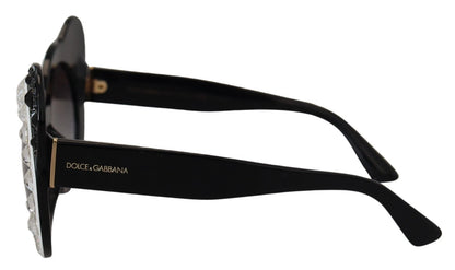 Lunettes de soleil Dolce & Gabbana DG4325BM en acétate blanc et noir, avec cristaux.