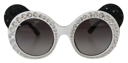 Lunettes de soleil Dolce & Gabbana DG4325BM en acétate blanc et noir, avec cristaux.