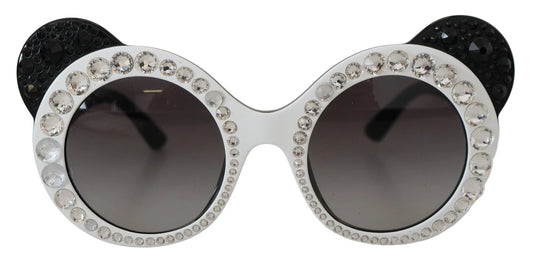 Lunettes de soleil Dolce & Gabbana DG4325BM en acétate blanc et noir, avec cristaux.