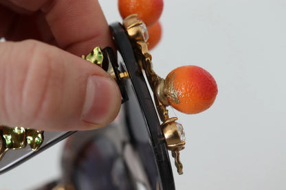 Lunettes de soleil Dolce & Gabbana DG4283B en acétate avec cristaux et appliqués orange.