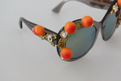 Lunettes de soleil Dolce & Gabbana DG4283B en acétate avec cristaux et appliqués orange.