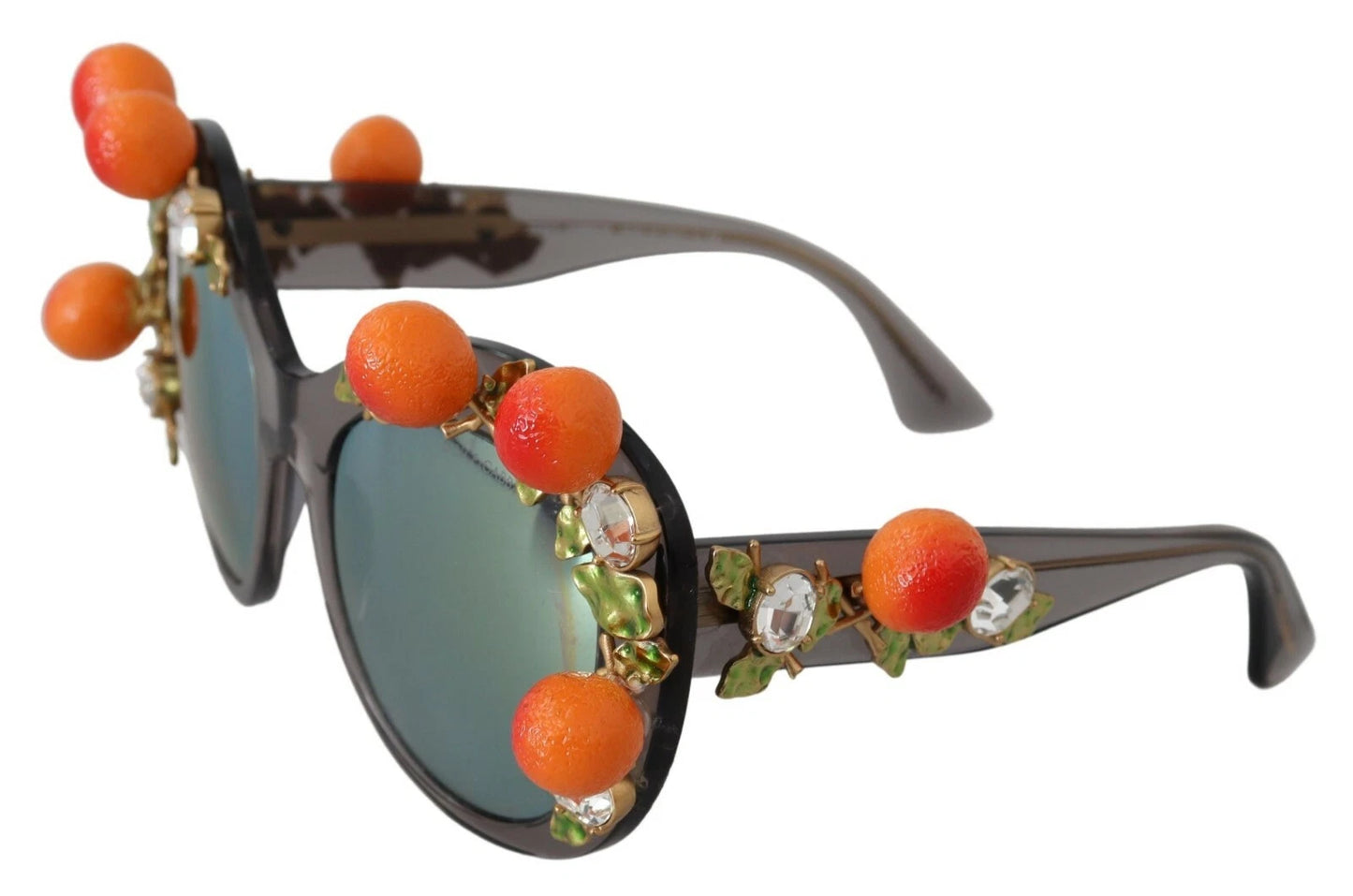 Lunettes de soleil Dolce & Gabbana DG4283B en acétate avec cristaux et appliqués orange.