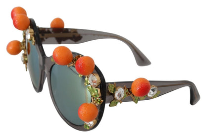 Lunettes de soleil Dolce & Gabbana DG4283B en acétate avec cristaux et appliqués orange.