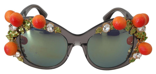 Lunettes de soleil Dolce & Gabbana DG4283B en acétate avec cristaux et appliqués orange.