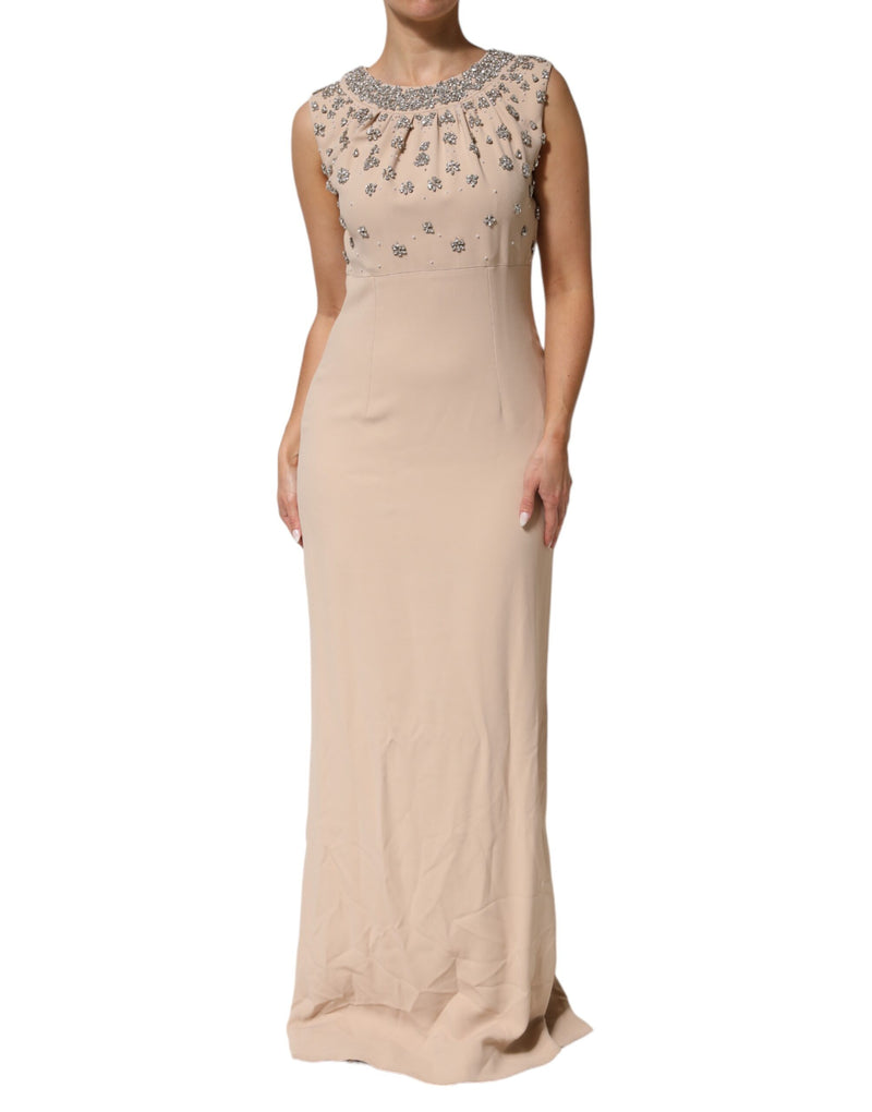 Robe Dolce & Gabbana Ecru Nude avec Cristaux et Perles