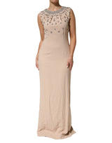 Robe Dolce & Gabbana Ecru Nude avec Cristaux et Perles