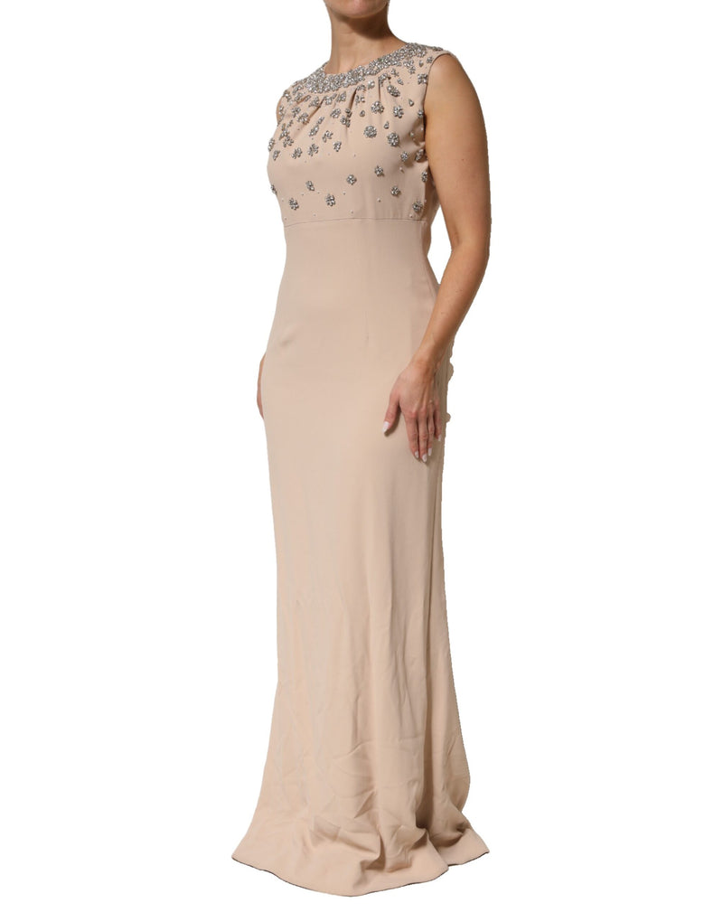 Robe Dolce & Gabbana Ecru Nude avec Cristaux et Perles