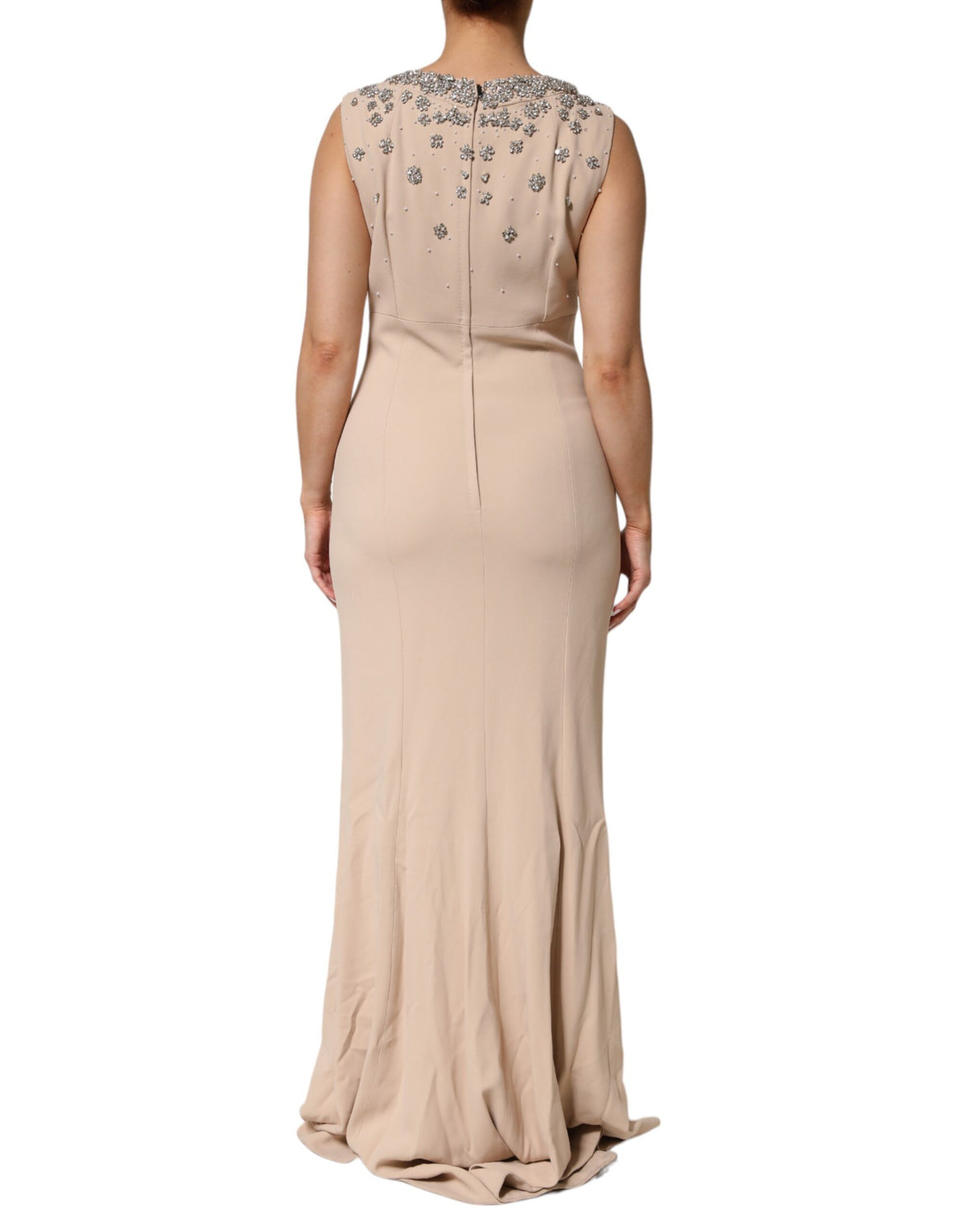 Robe Dolce & Gabbana Ecru Nude avec Cristaux et Perles