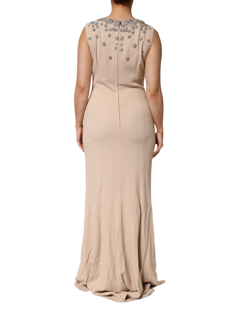 Robe Dolce & Gabbana Ecru Nude avec Cristaux et Perles