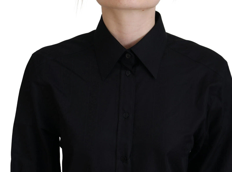 Dolce & Gabbana Chemise Noire en Coton à Manches Longues