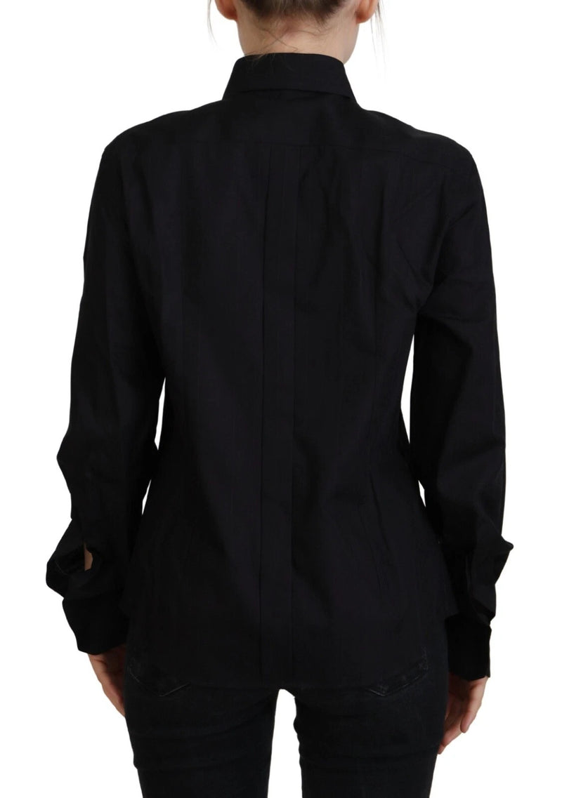 Dolce & Gabbana Chemise Noire en Coton à Manches Longues