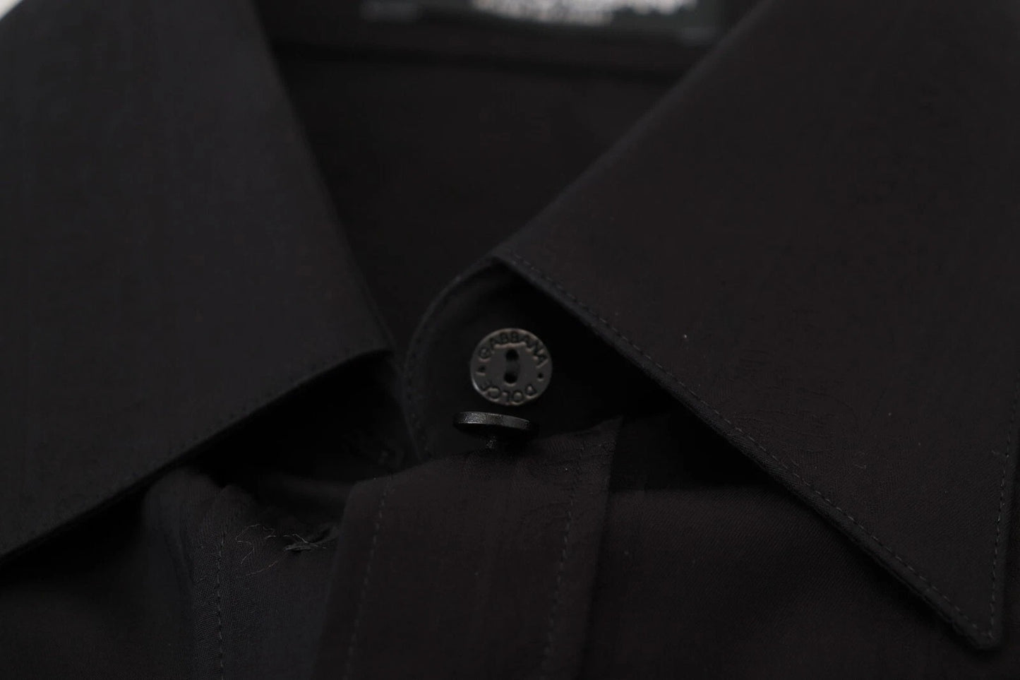 Dolce & Gabbana Black Cotton Collared Long Sleeves Shirt