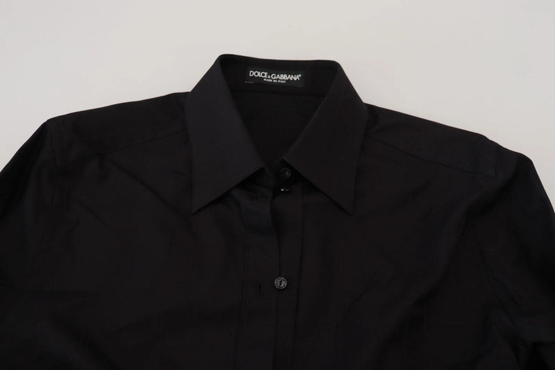 Dolce & Gabbana Chemise Noire en Coton à Manches Longues