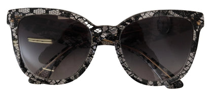 Lunettes de soleil rondes en acétate noir à volants avec cristaux Dolce &amp; Gabbana DG4190