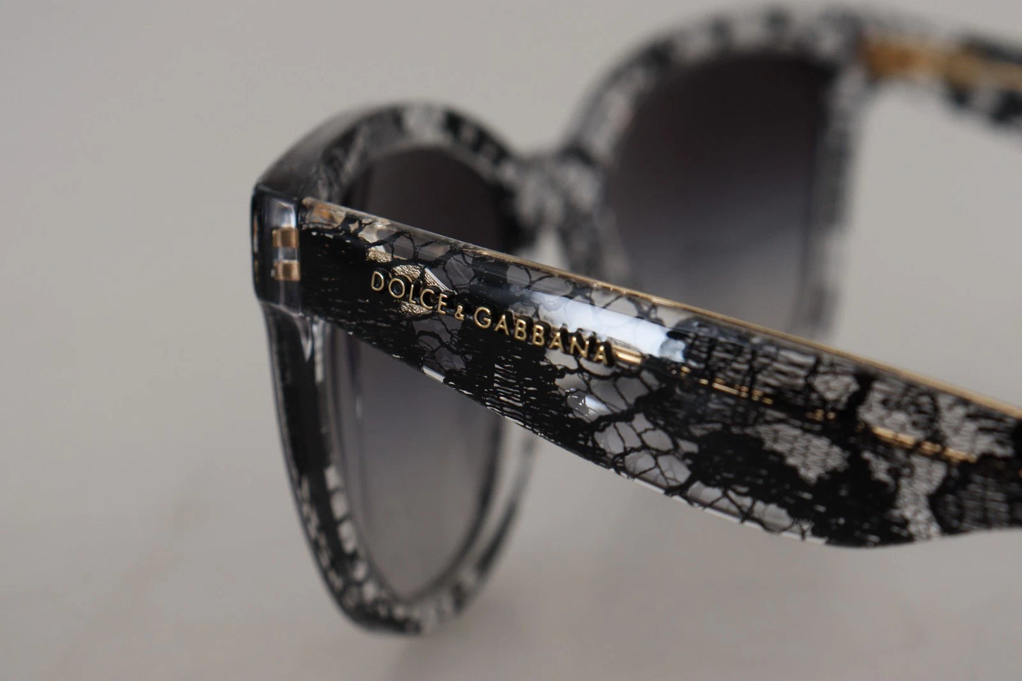 Lunettes de soleil rondes en acétate noir à volants avec cristaux Dolce &amp; Gabbana DG4190