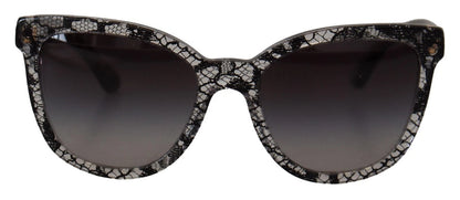 Lunettes de soleil rondes en acétate noir à volants avec cristaux Dolce &amp; Gabbana DG4190