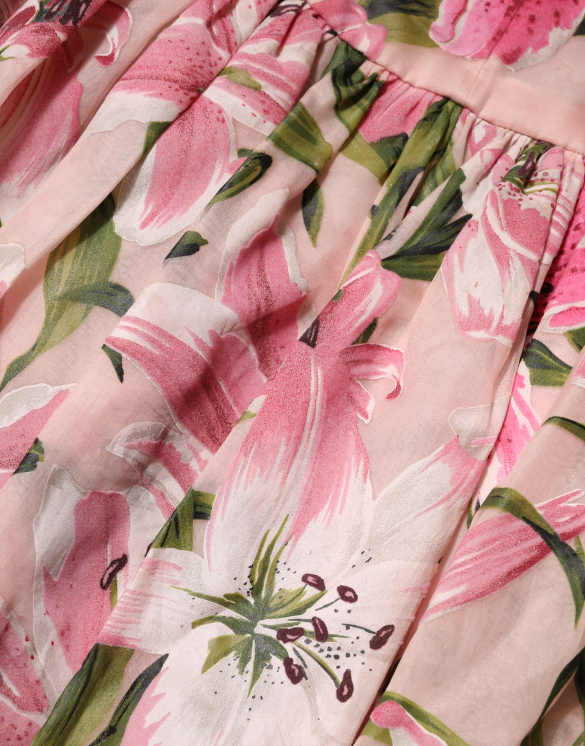 Robe Midi Sans Manches à Imprimé Floral Rose Dolce & Gabbana