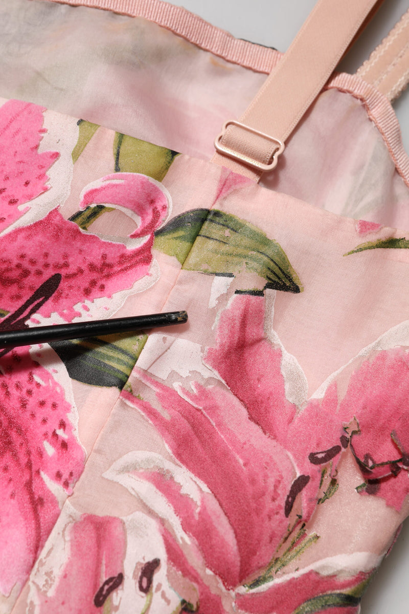 Robe Midi Sans Manches à Imprimé Floral Rose Dolce & Gabbana