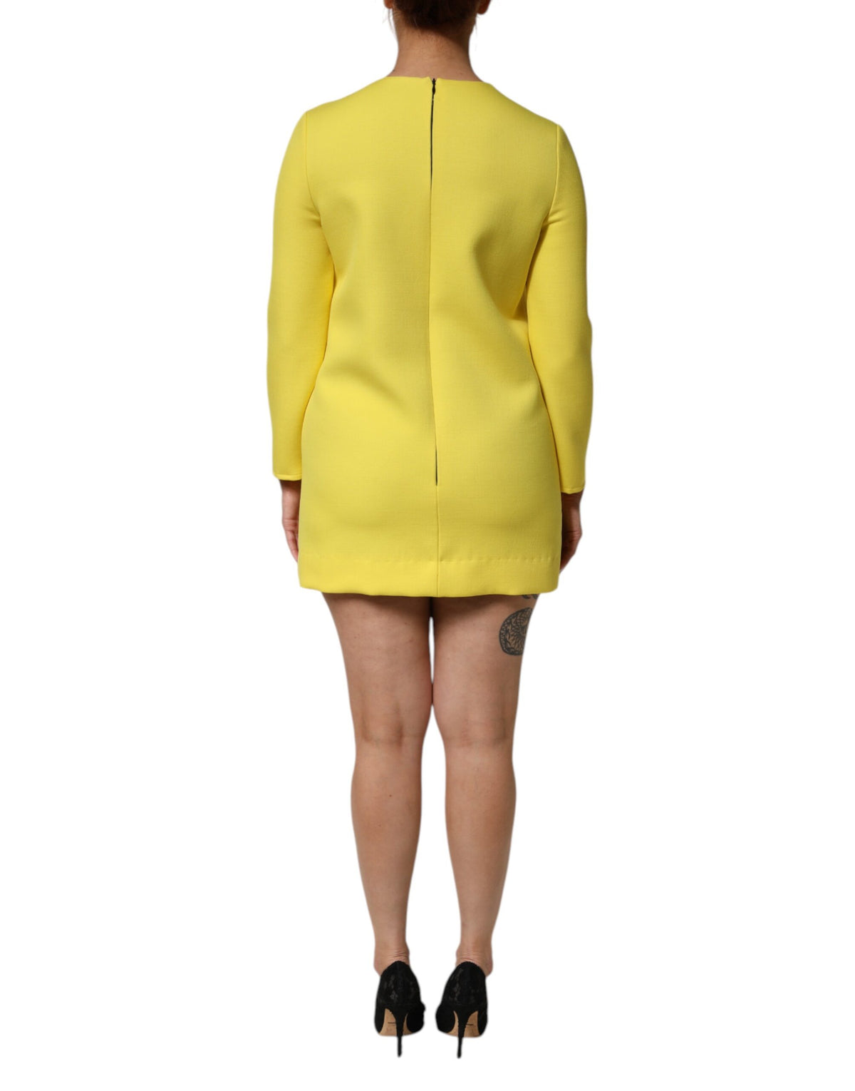 Robe Mini Longue à Manches Jaunes Dolce & Gabbana
