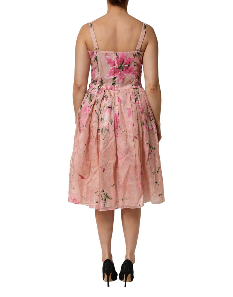Robe Midi Sans Manches Florale Rose Dolce & Gabbana