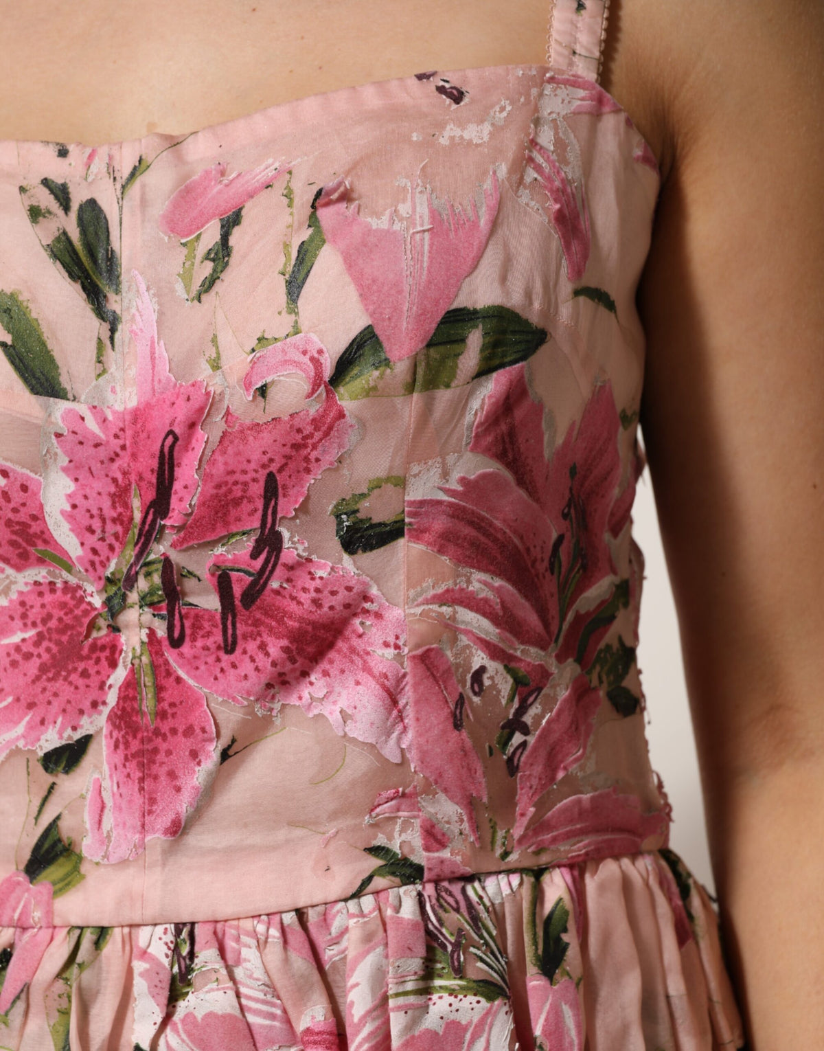 Robe Midi Sans Manches Florale Rose Dolce & Gabbana