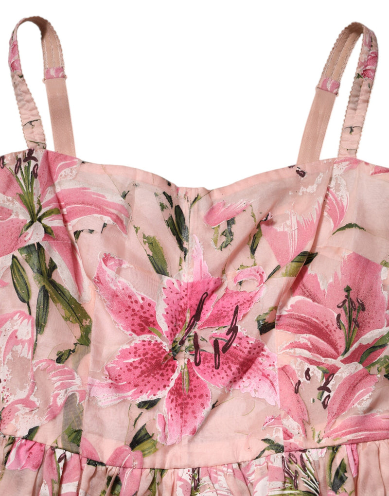 Robe Midi Sans Manches Florale Rose Dolce & Gabbana
